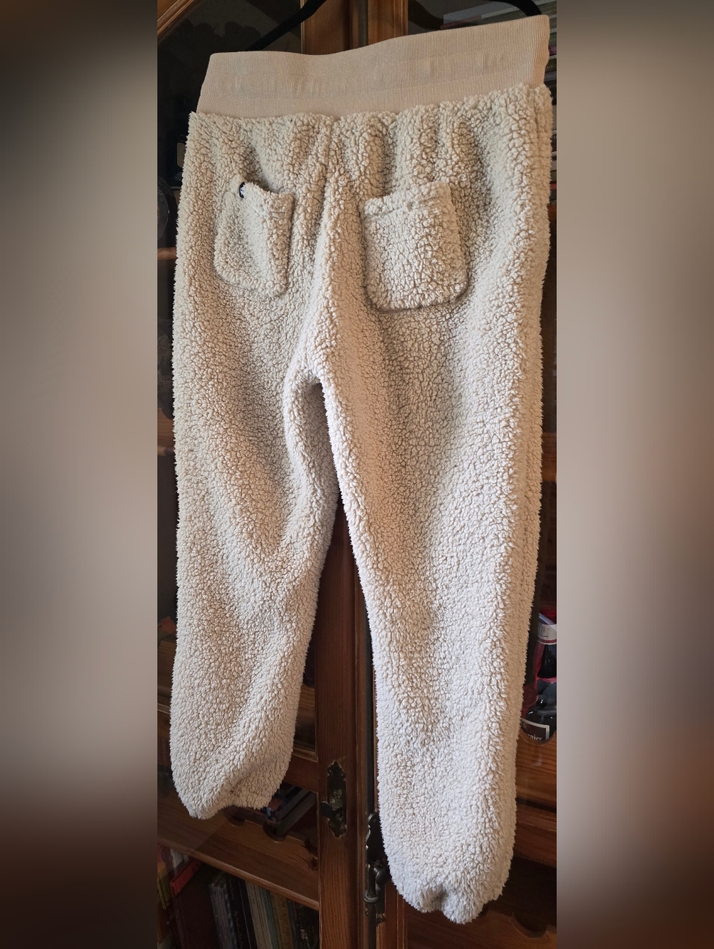 Popflex Cozy Sherpa Lounge Jogger Pants— Beige. Size Large - Picture 3 of 5